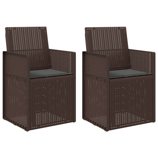 vidaXL Καρέκλες Εστιατορίου Κήπου 2 pcs Καφέ και Ανθρακί PP