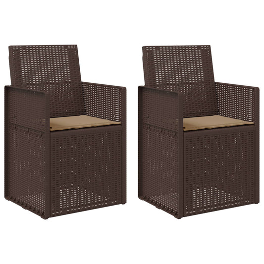 vidaXL Καρέκλες Εστιατορίου Κήπου 2 pcs Καφέ και Taupe PP