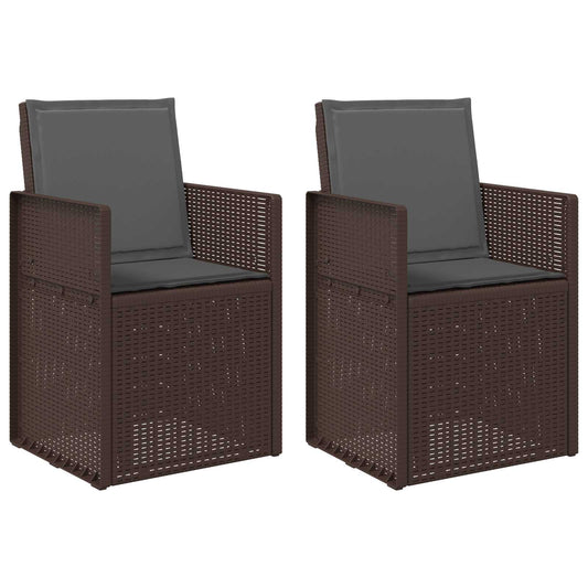 vidaXL Καρέκλες Εστιατορίου Κήπου 2 pcs Καφέ και Ανθρακί PP