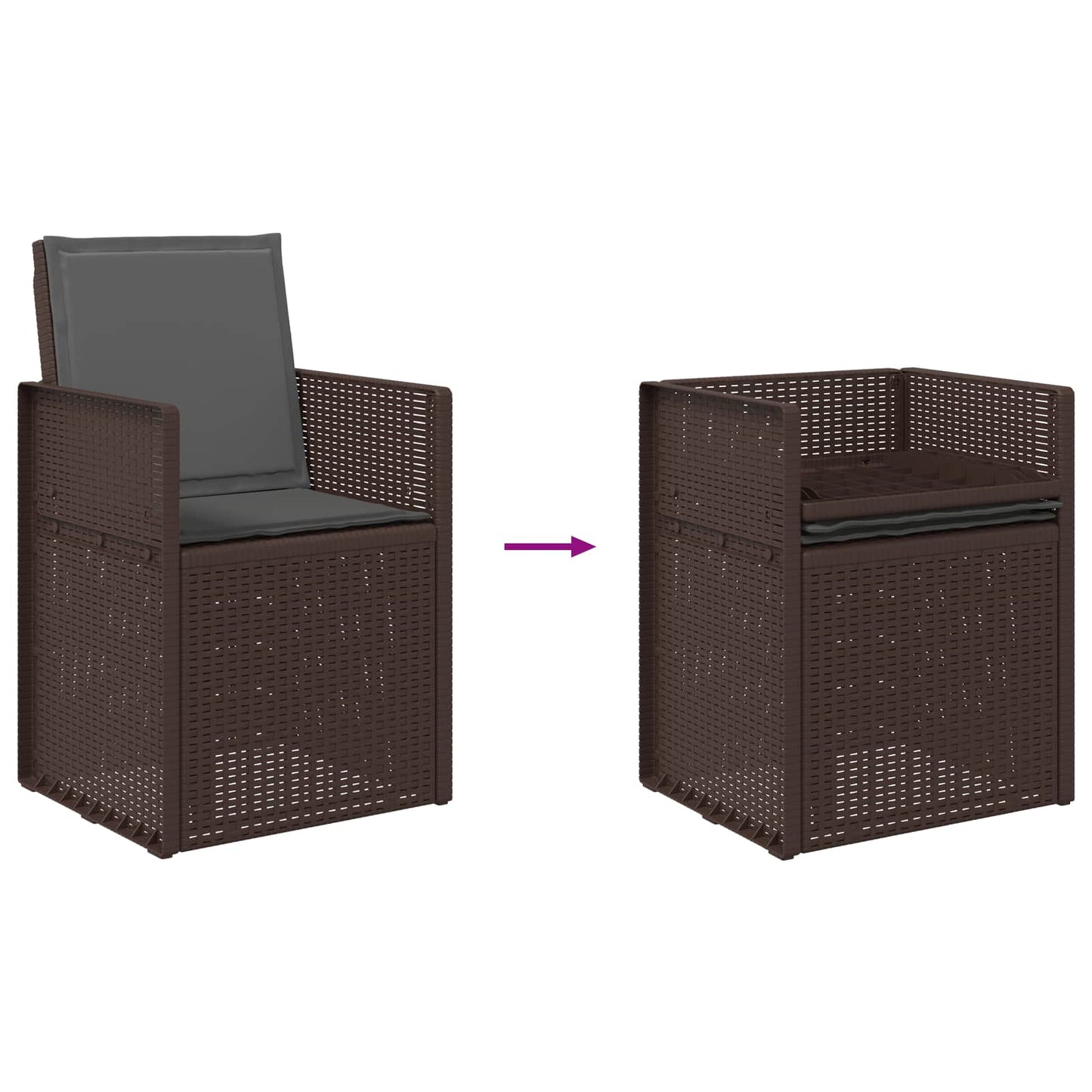 vidaXL Καρέκλες Εστιατορίου Κήπου 2 pcs Καφέ και Ανθρακί PP