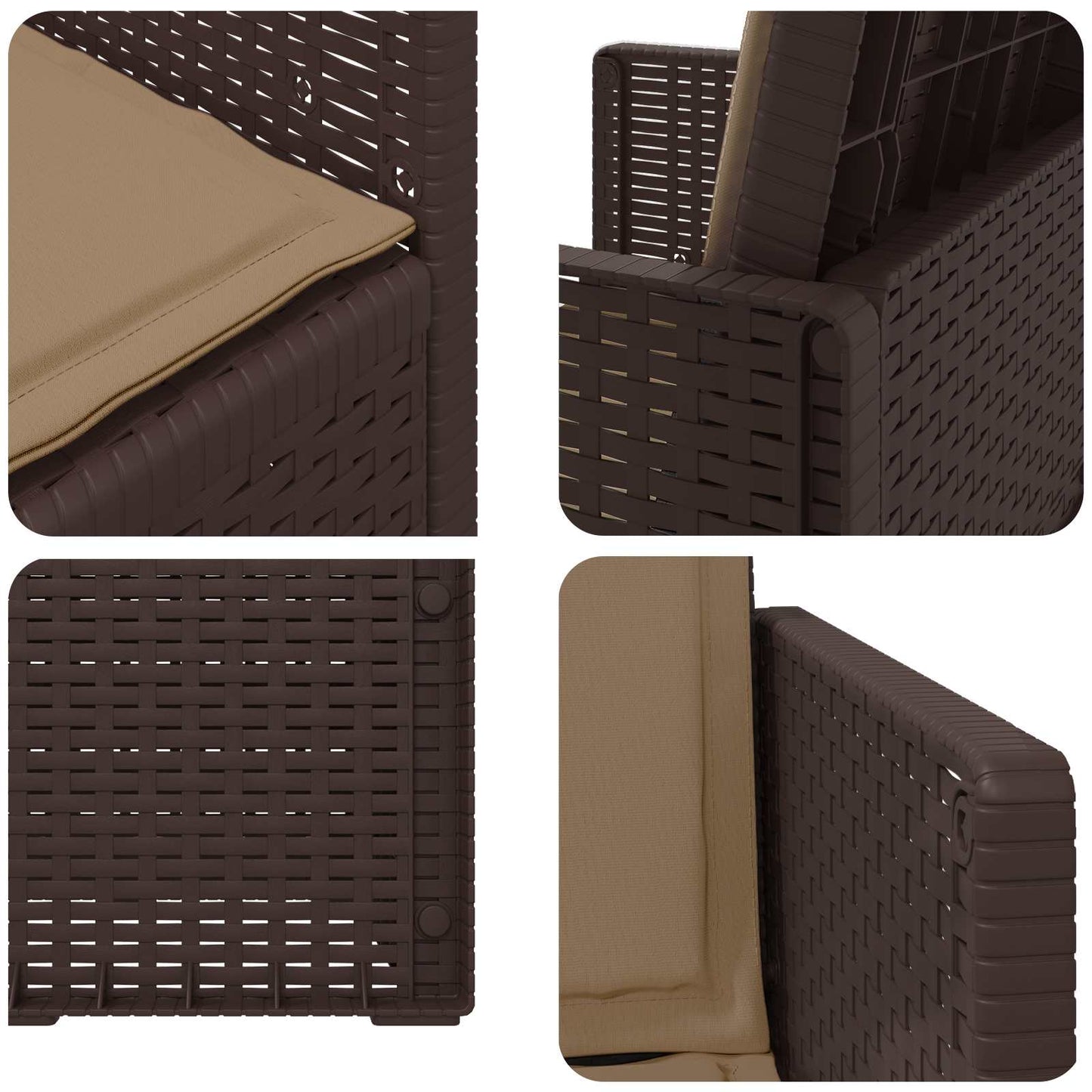 vidaXL Καρέκλες Εστιατορίου Κήπου 2 pcs Καφέ και Taupe PP