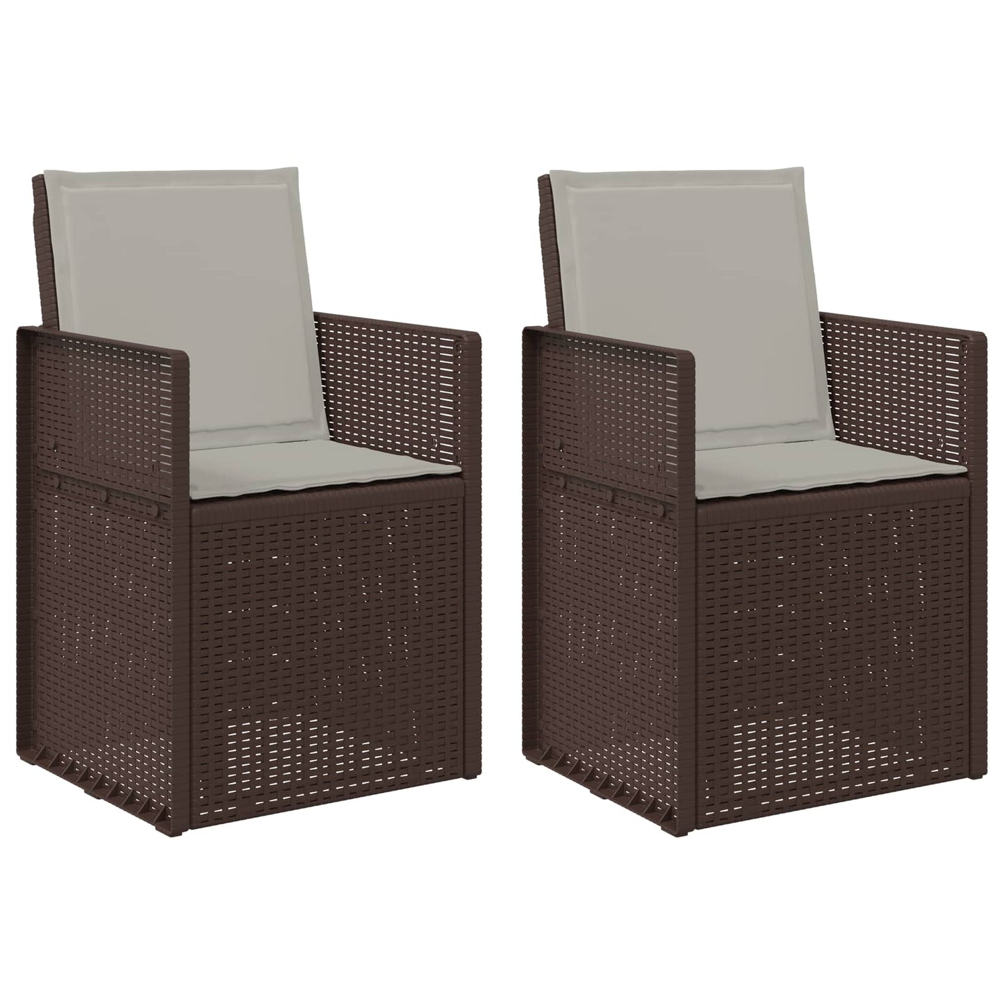 vidaXL Καρέκλες Εστιατορίου Κήπου 2 pcs Καφέ και Ανοιχτό Γκρι PP