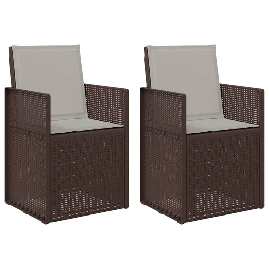 vidaXL Καρέκλες Εστιατορίου Κήπου 2 pcs Καφέ και Ανοιχτό Γκρι PP