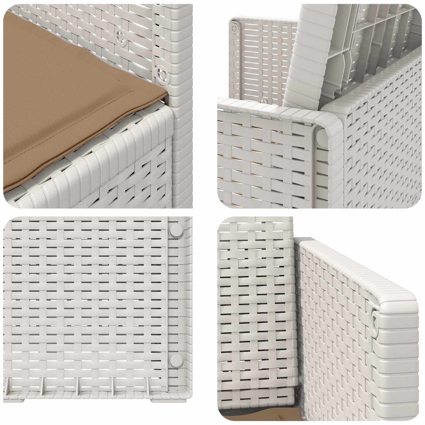 vidaXL Καρέκλες Εστιατορίου Κήπου 2 pcs Λευκό και Taupe PP