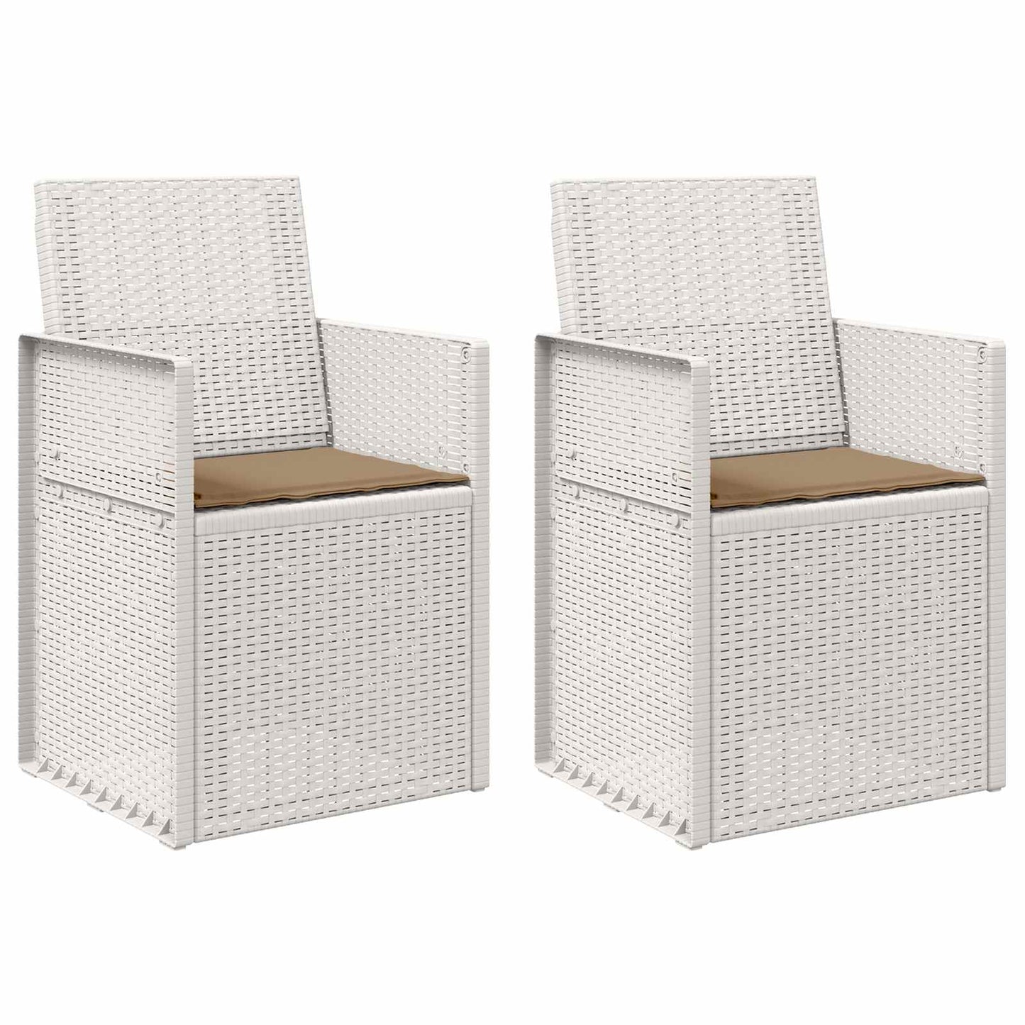 vidaXL Καρέκλες Εστιατορίου Κήπου 2 pcs Λευκό και Taupe PP