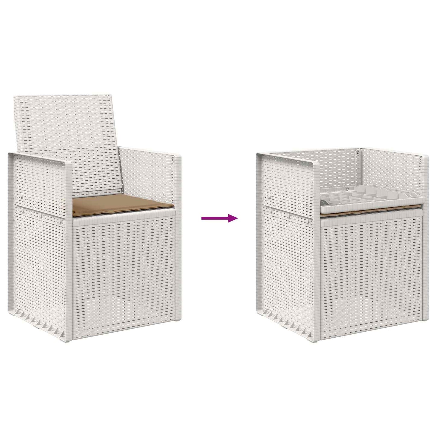 vidaXL Καρέκλες Εστιατορίου Κήπου 2 pcs Λευκό και Taupe PP