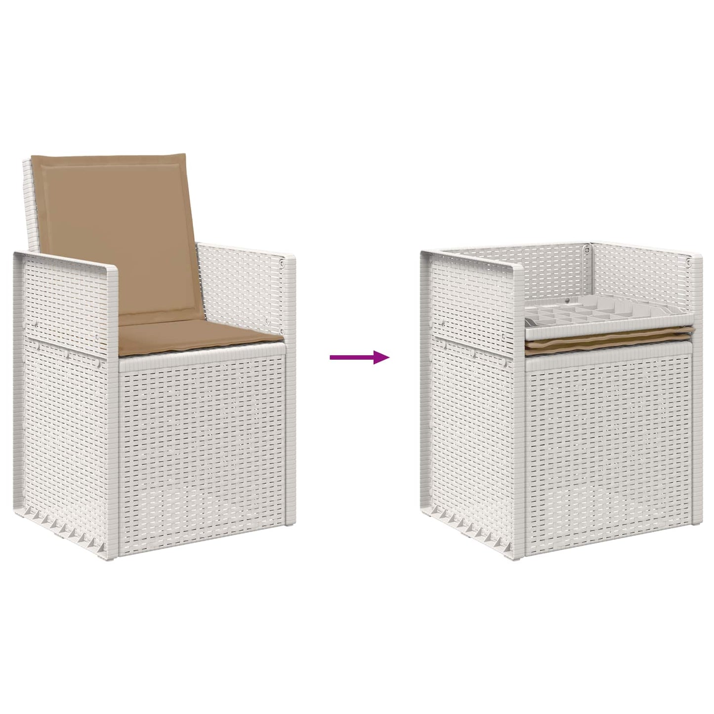 vidaXL Καρέκλες Εστιατορίου Κήπου 2 pcs Λευκό και Taupe PP