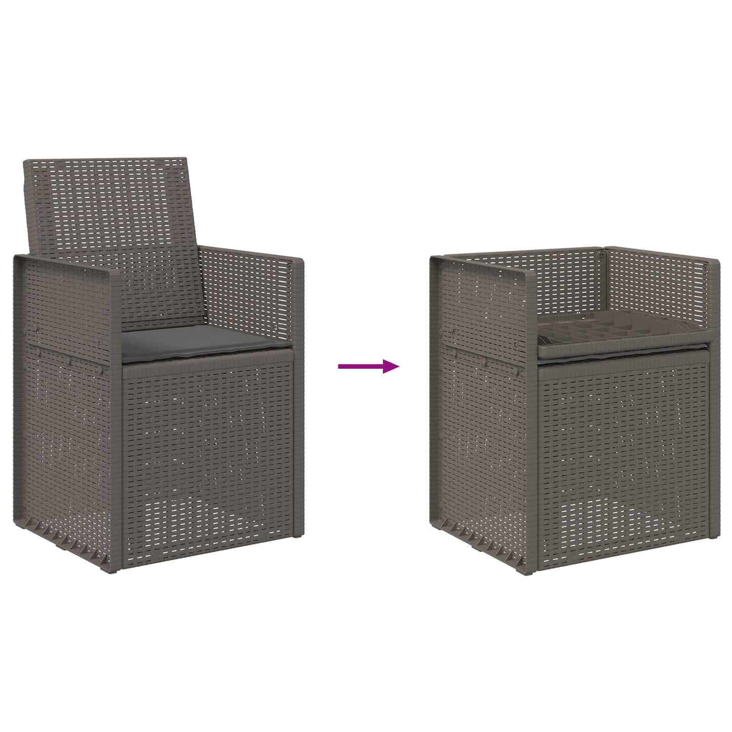 vidaXL Καρέκλες Εστιατορίου Κήπου 2 pcs Ανοιχτό Γκρι και Ανθρακί PP