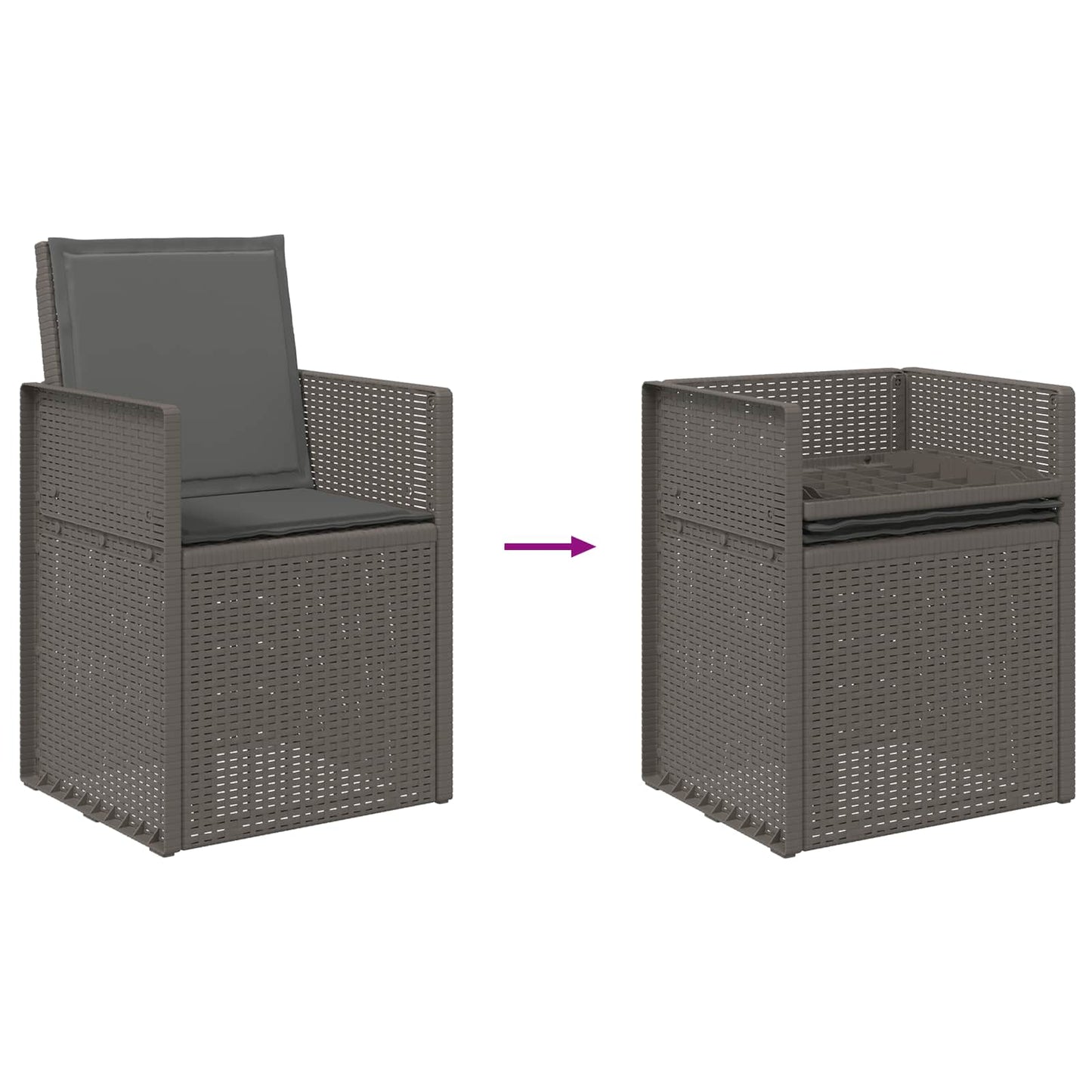 vidaXL Καρέκλες Εστιατορίου Κήπου 2 pcs Ανοιχτό Γκρι και Ανθρακί PP