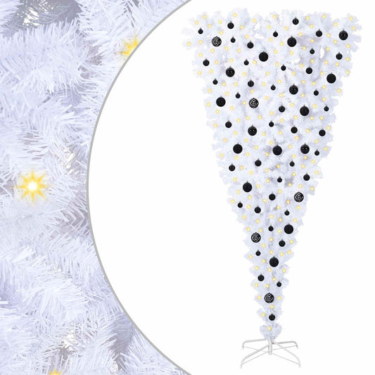 vidaXL Τεχνητό Χριστουγεννιάτικο Δέντρο Λευκό 210 cm PVC και Χάλυβας