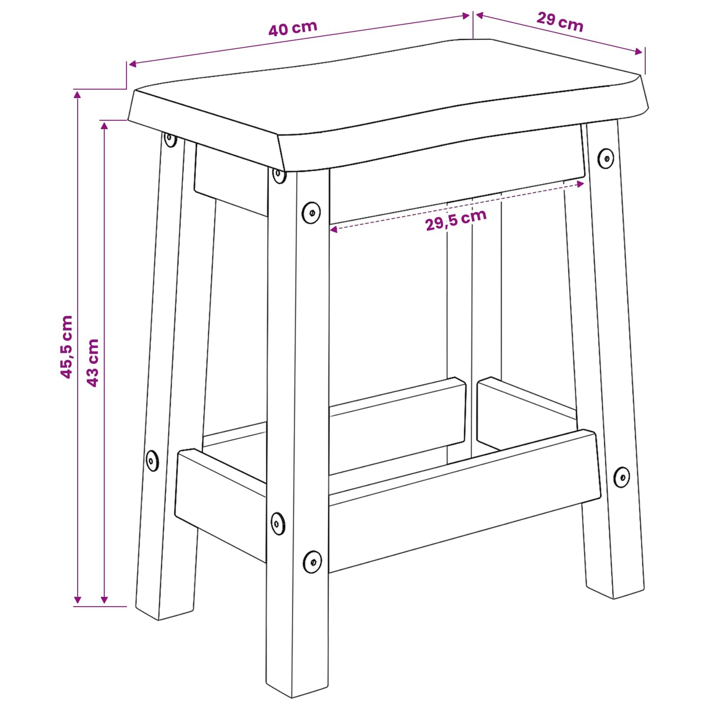 VidaXL Μπαρ σκαμπό EKAI 2 pcs Μαύρο 40 x 29 x 45,5 εκ