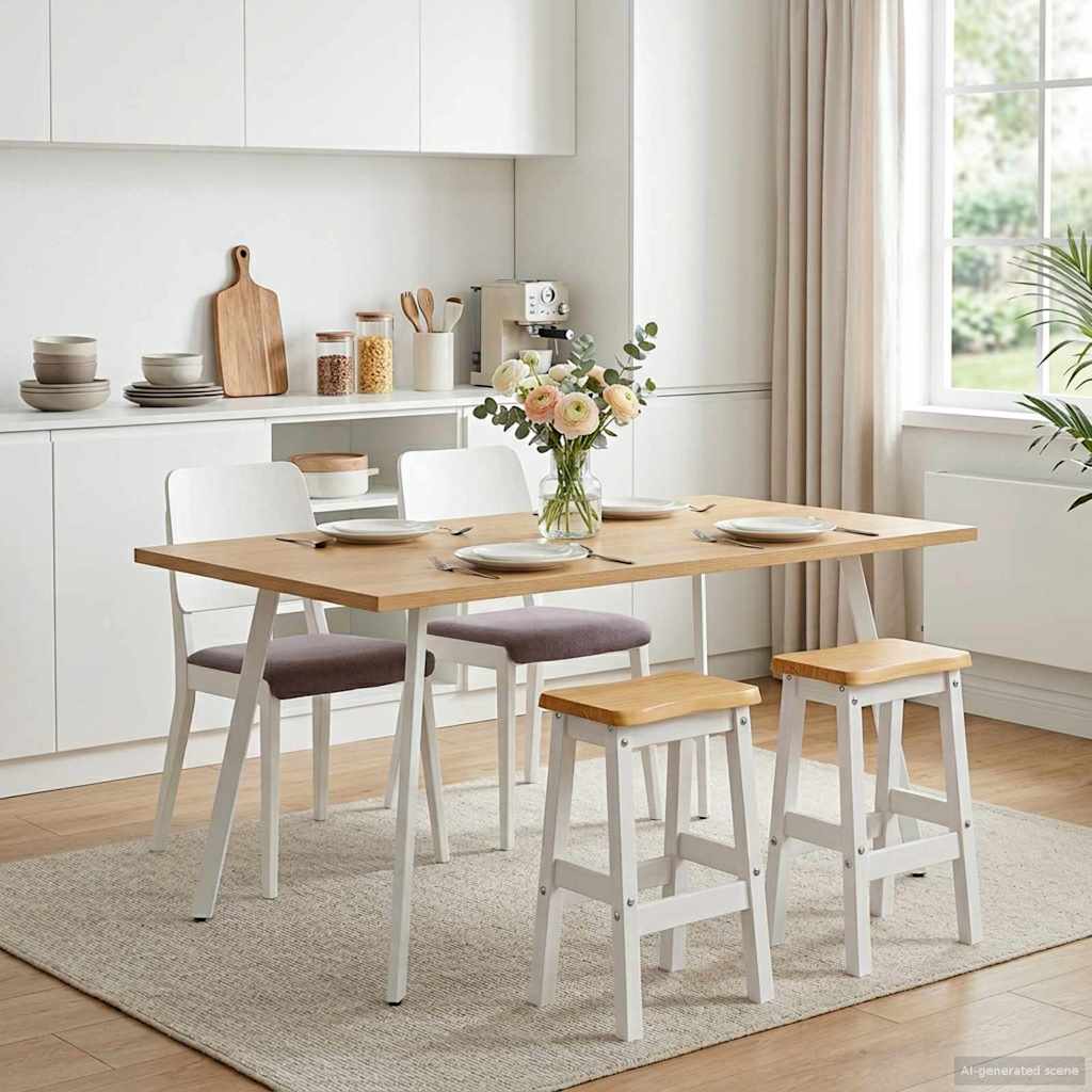 VidaXL Υψηλό Μπαρ Σκαμπό EKAI 2 pcs Λευκό 40 x 29 x 63 εκ.