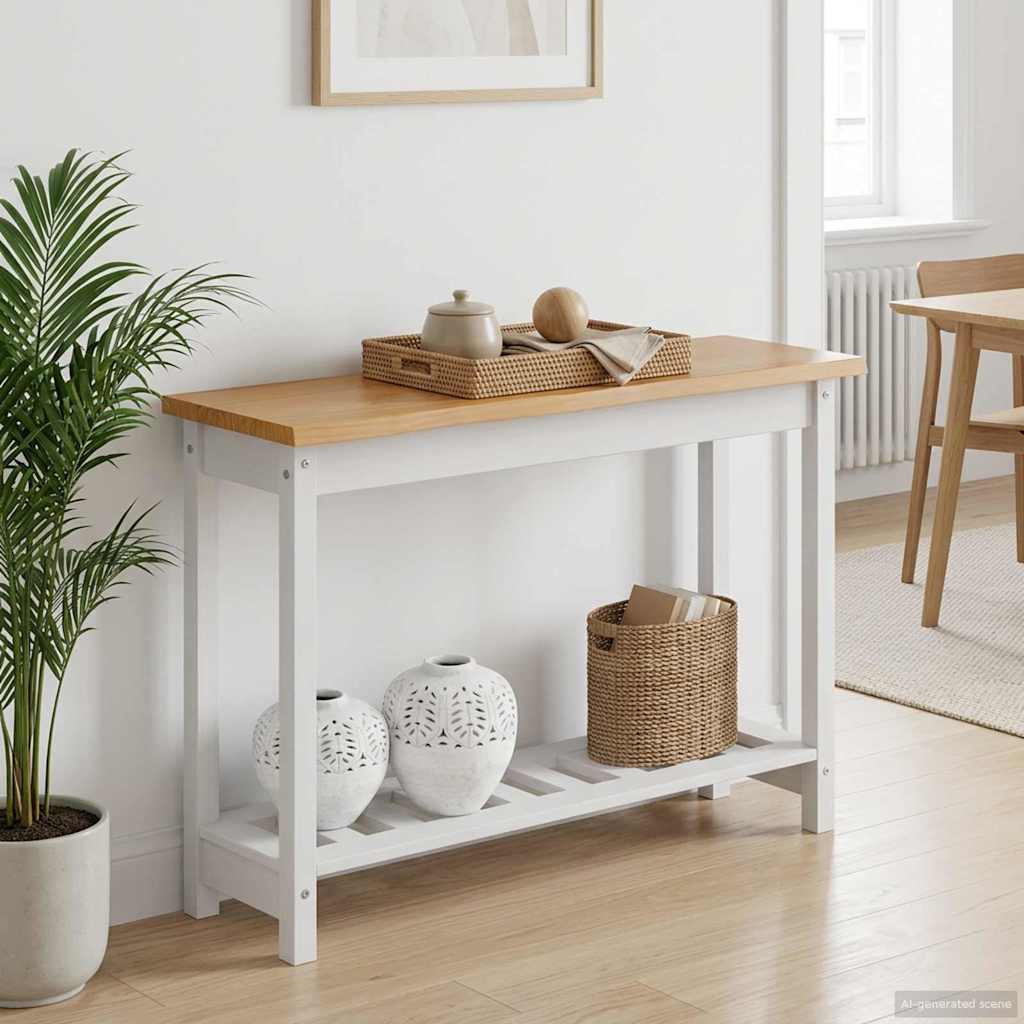 VidaXL Τραπέζι κονσόλας EKAI Λευκό 112 x 35 x 76 εκ Μασίφ Ξύλο Πεύκου