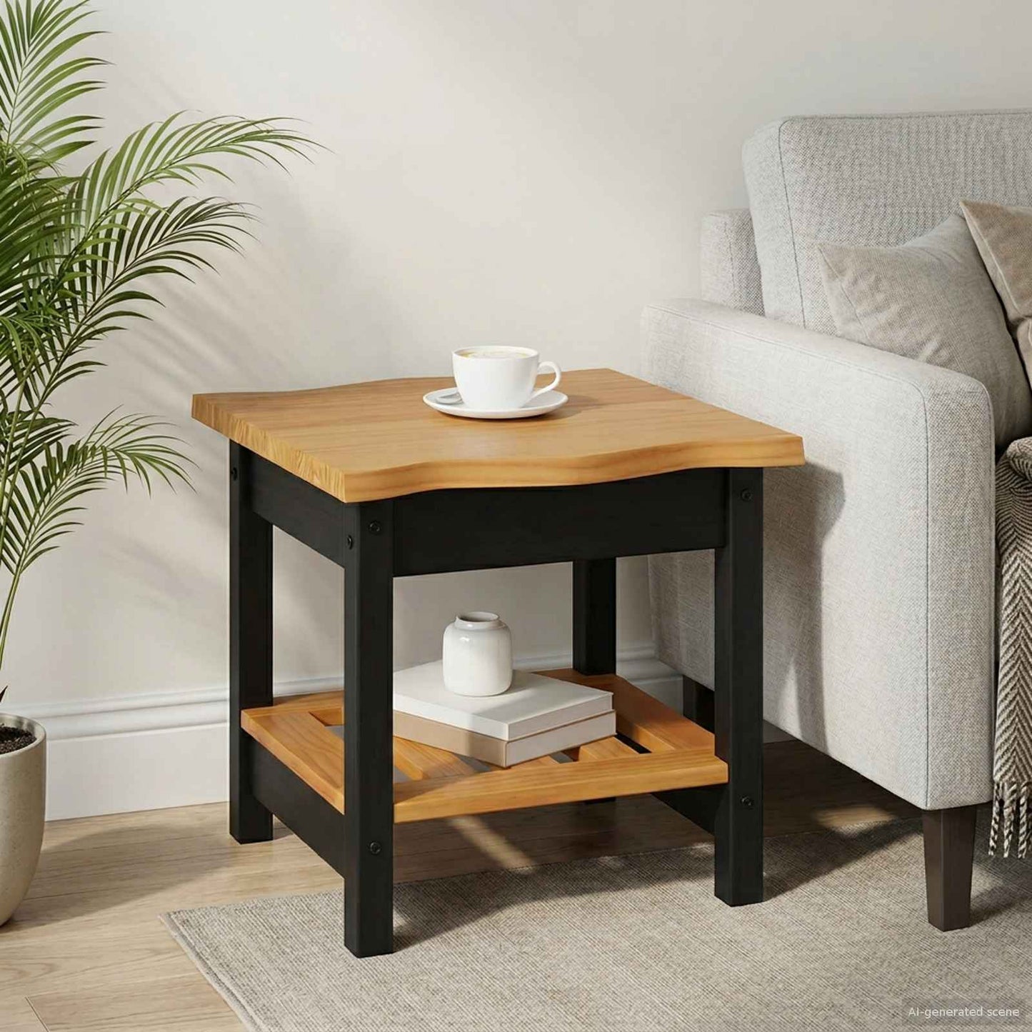 VidaXL Τραπεζάκι Πλευράς με ράφι EKAI Μαύρο 50 x 50 x 45,5 εκ.