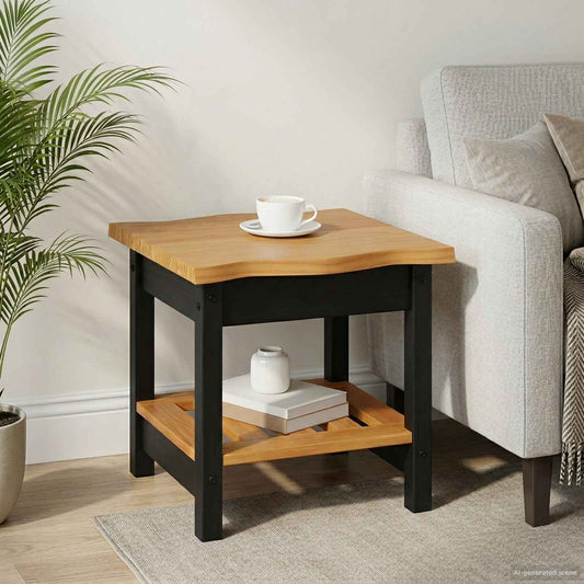 VidaXL Τραπεζάκι Πλευράς με ράφι EKAI Μαύρο 50 x 50 x 45,5 εκ.