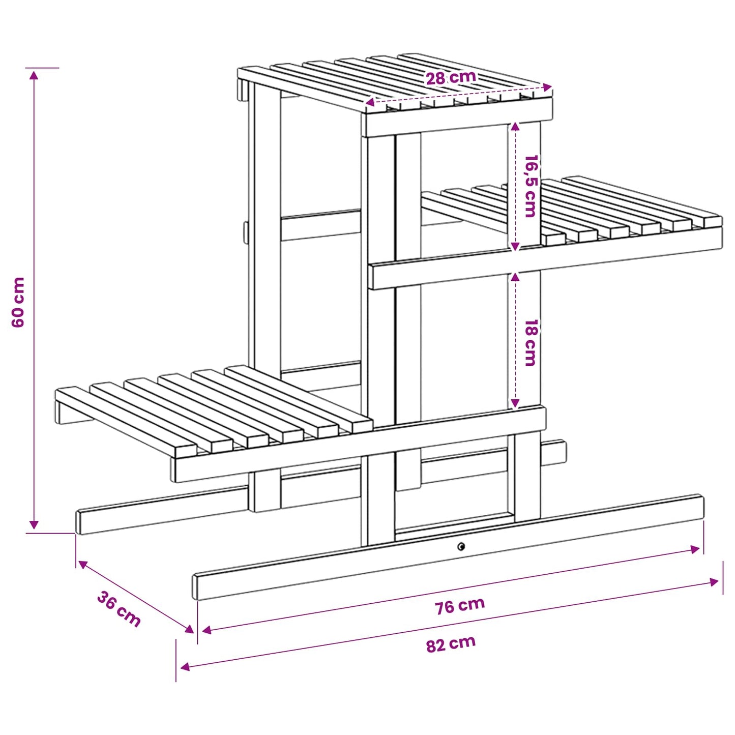 vidaXL Βάση φυτών Λευκό 82 x 36 x 60 εκ. Στερεό Ξύλο Ακακίας