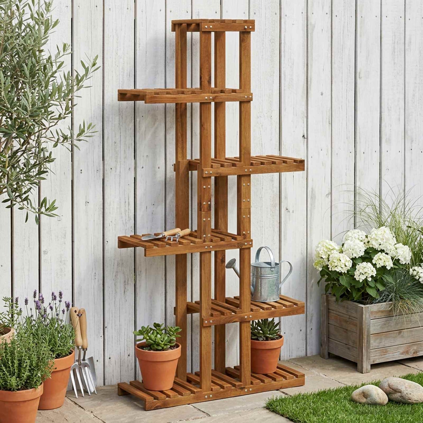 vidaXL Βάση φυτών Φυσικό 68 x 23,5 x 140 εκ. Στερεό Ξύλο Ακακίας