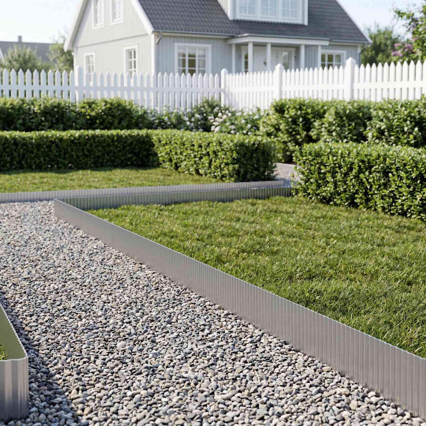 vidaxl Περίγραμμα γκαζόν 5 μ x 10 εκ Γαλβανισμένος Χάλυβας Ασημί
