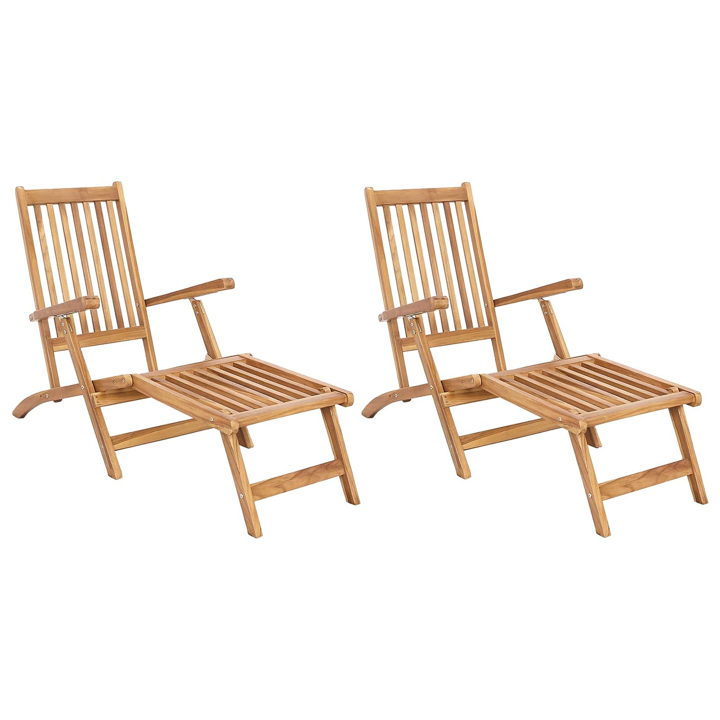 vidaXL Αναδιπλούμενη Πολυθρόνα Βεράντας 2 pcs Φυσικό Στερεό Ξύλο Τίκ