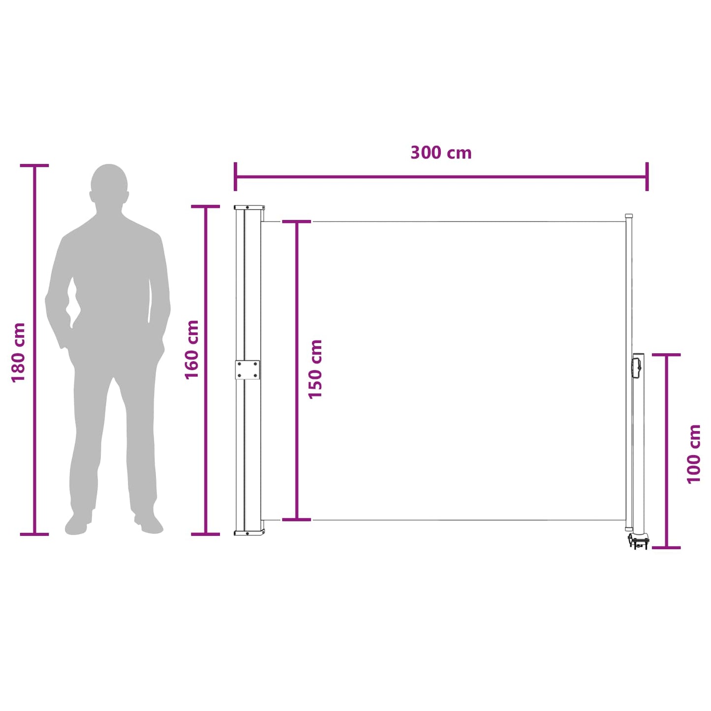 vidaXL Προστασία Πλευράς 160 x 300 cm Ορθογώνιος Ανθρακί