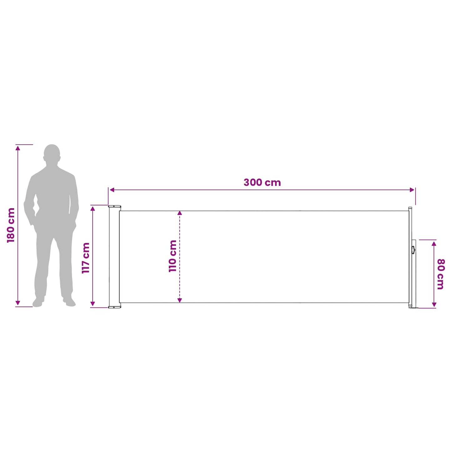 vidaXL Ανακλινόμενος Πλευρικός Απλώστρα 120 x 300 cm Πολυεστέρας