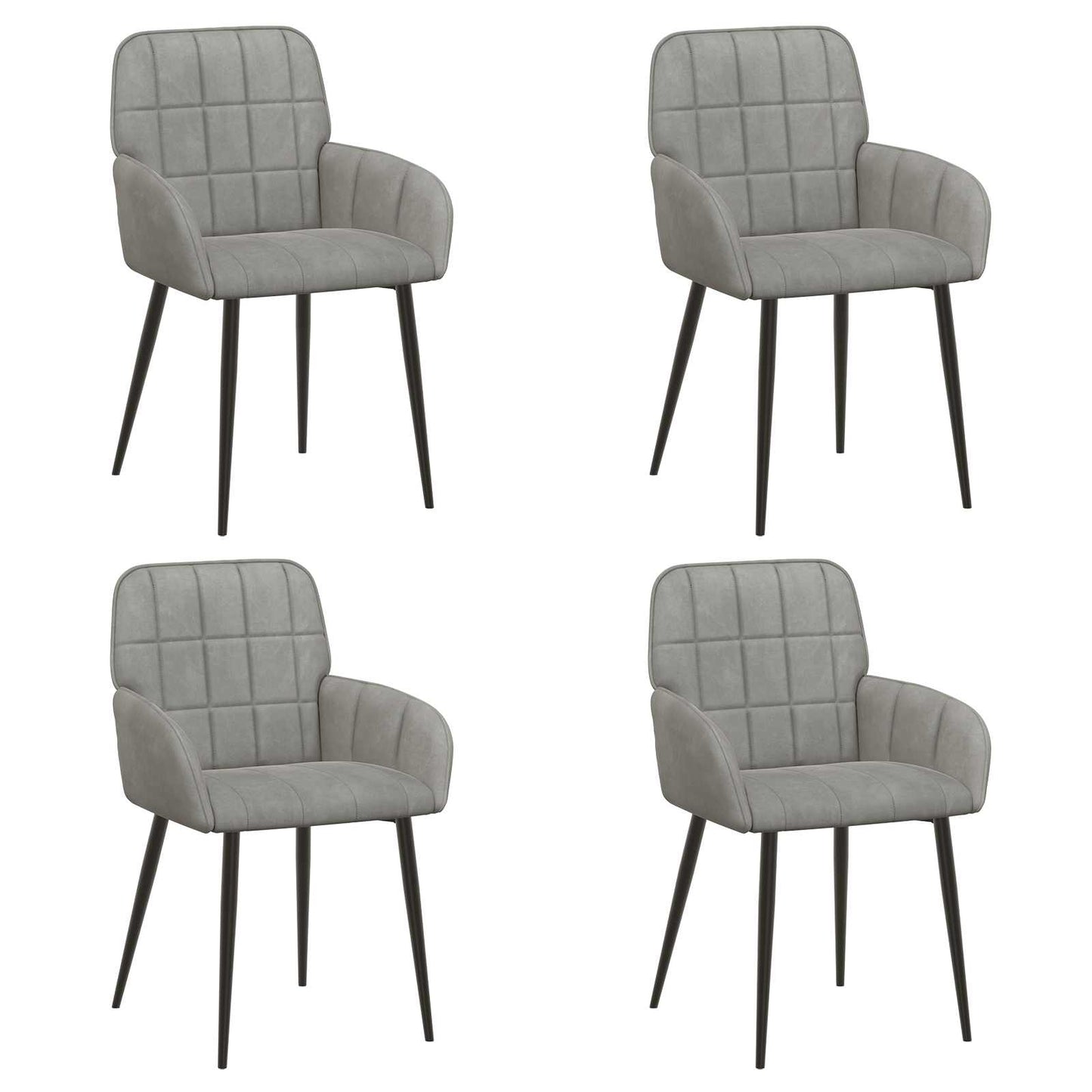 vidaXL Καρέκλες φαγητού 4 pcs Βελούδο Ανοιχτό γκρι 57 x 50 x 85 εκ.