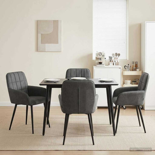 vidaXL Καρέκλες φαγητού 4 pcs Βελούδο Σκούρο Γκρι 57 x 50 x 85 εκ.