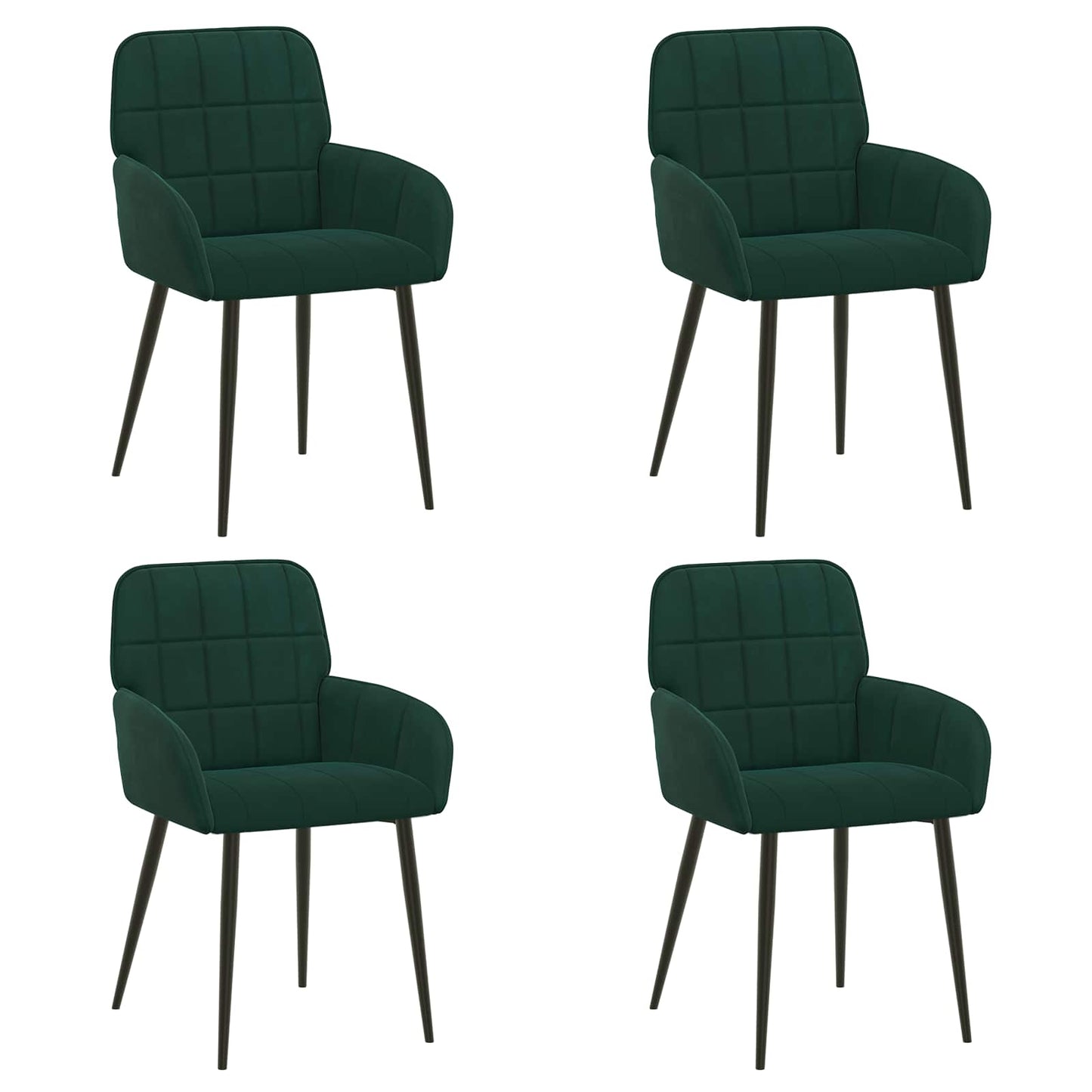 vidaXL Καρέκλες φαγητού 4 pcs Βελούδο Σκούρο Πράσινο 57 x 50 x 85 εκ.