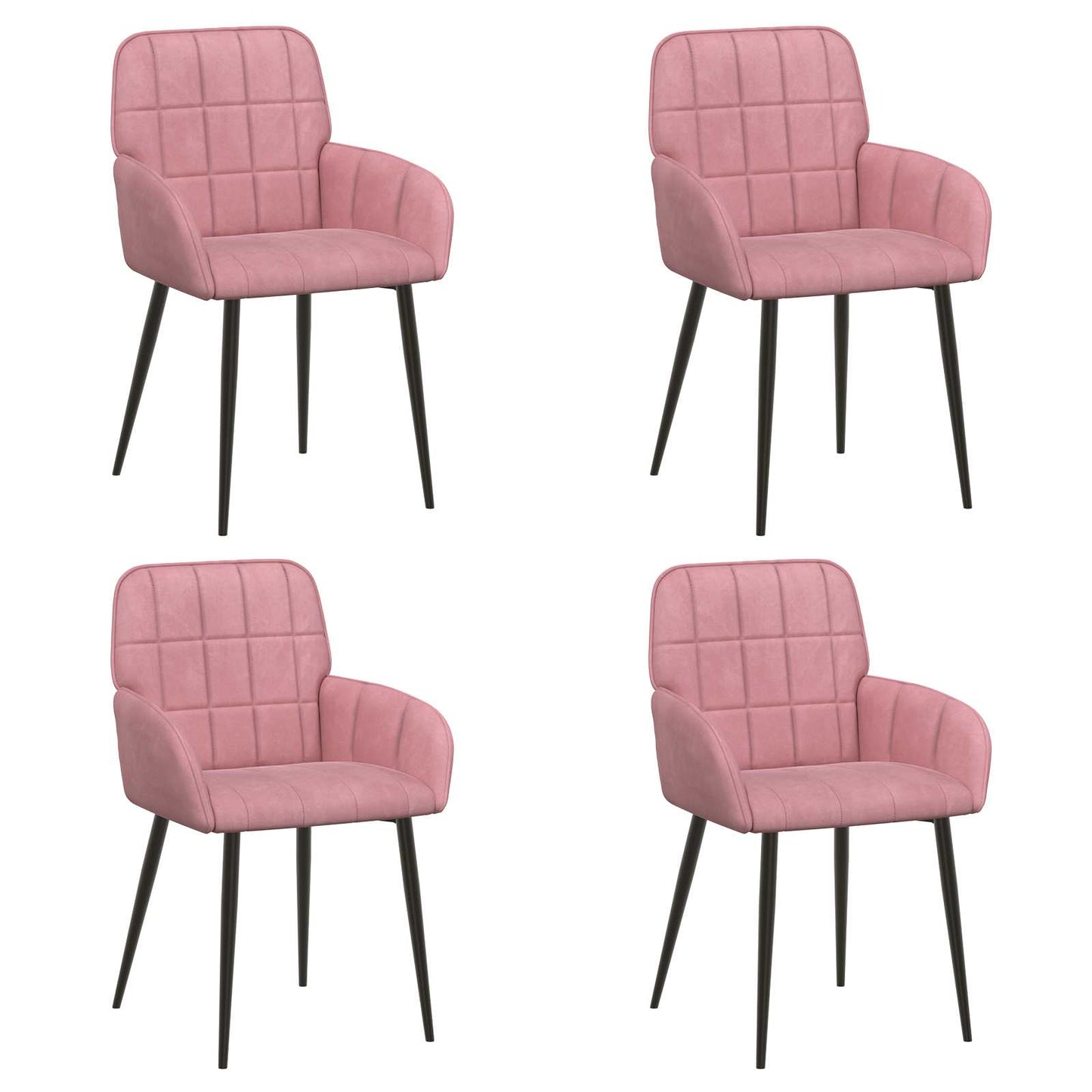 vidaXL Καρέκλες φαγητού 4 pcs Βελούδο Ροζ 57 x 50 x 85 εκ.
