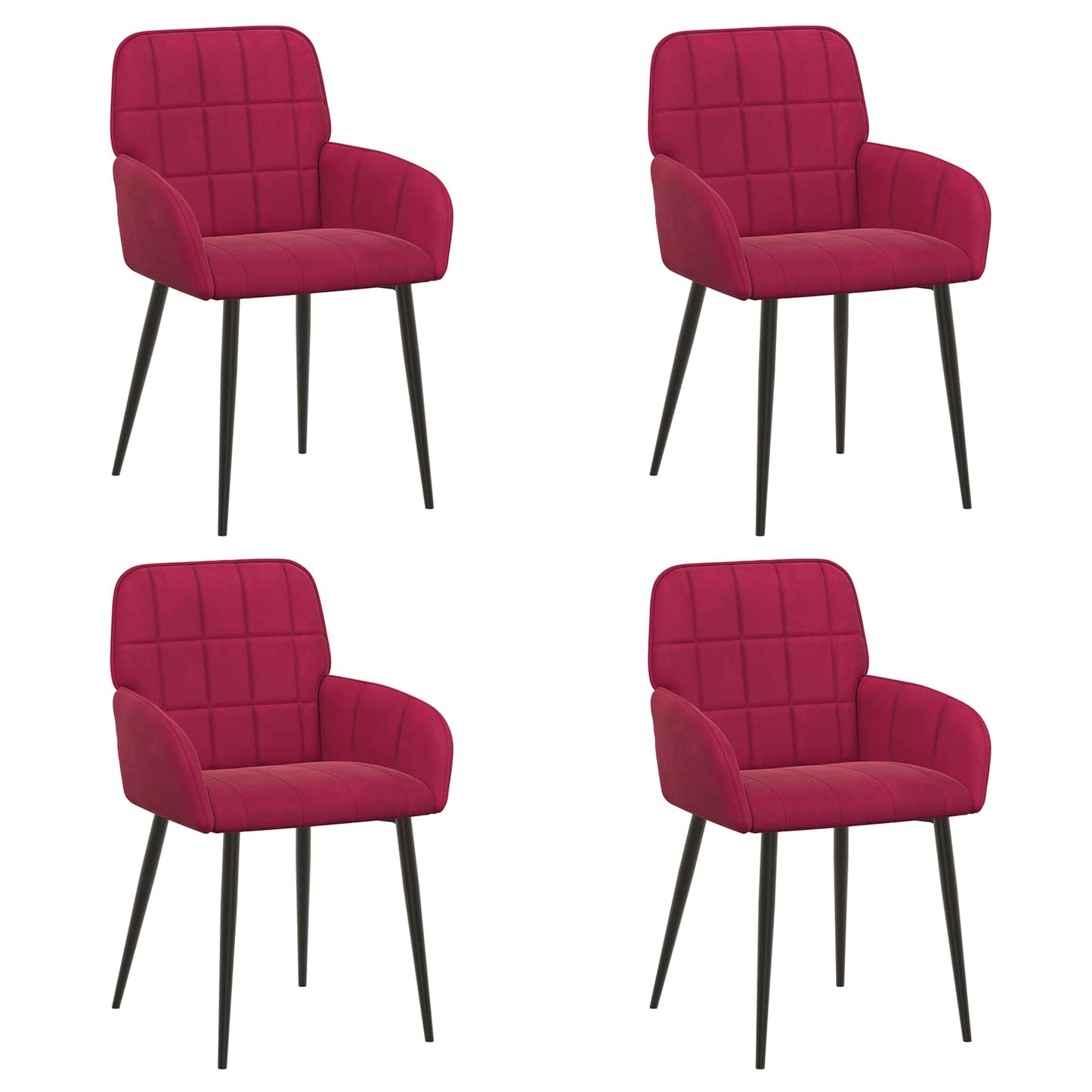 vidaXL Καρέκλες φαγητού 4 pcs Βελούδο Κόκκινο 57 x 50 x 85 εκ.