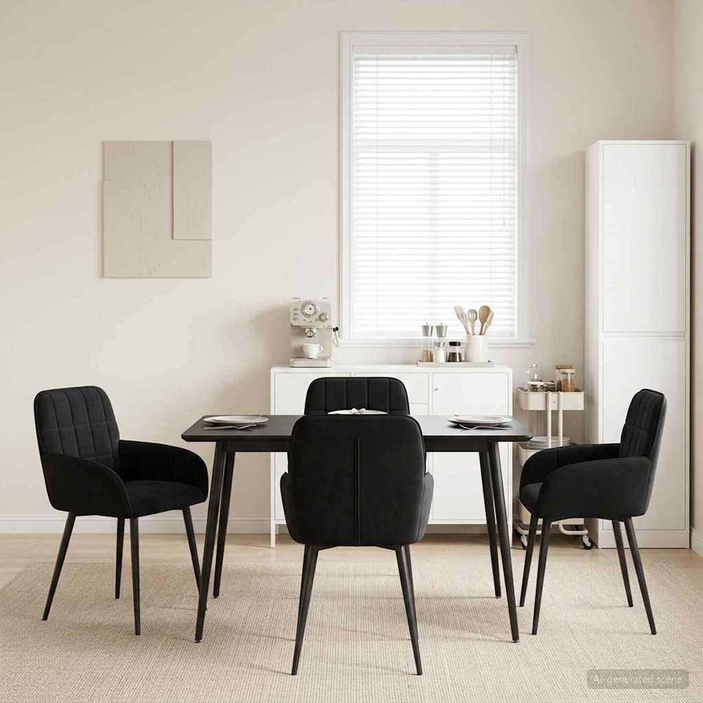 vidaXL Καρέκλες φαγητού 4 pcs Βελούδο Μαύρο 57 x 50 x 85 εκ.