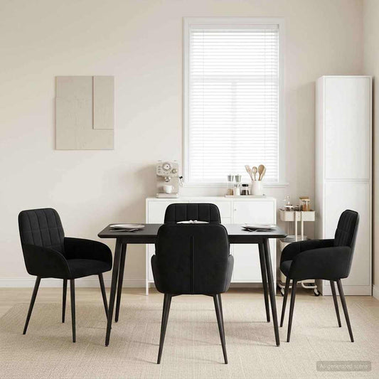 vidaXL Καρέκλες φαγητού 4 τμχ. Βελούδο Μαύρο 56,5 x 50 x 85 εκ.
