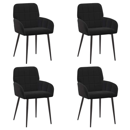 vidaXL Καρέκλες φαγητού 4 τμχ. Βελούδο Μαύρο 56,5 x 50 x 85 εκ.