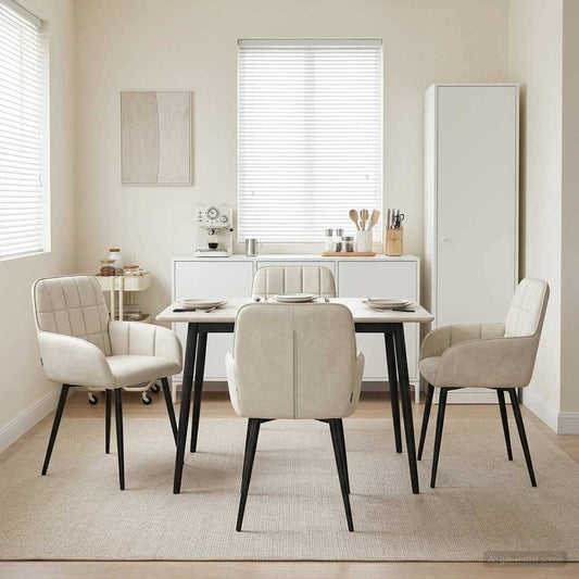 vidaXL Καρέκλες φαγητού 4 τμχ. Βελούδο Κρεμ 56,5 x 50 x 85 εκ.