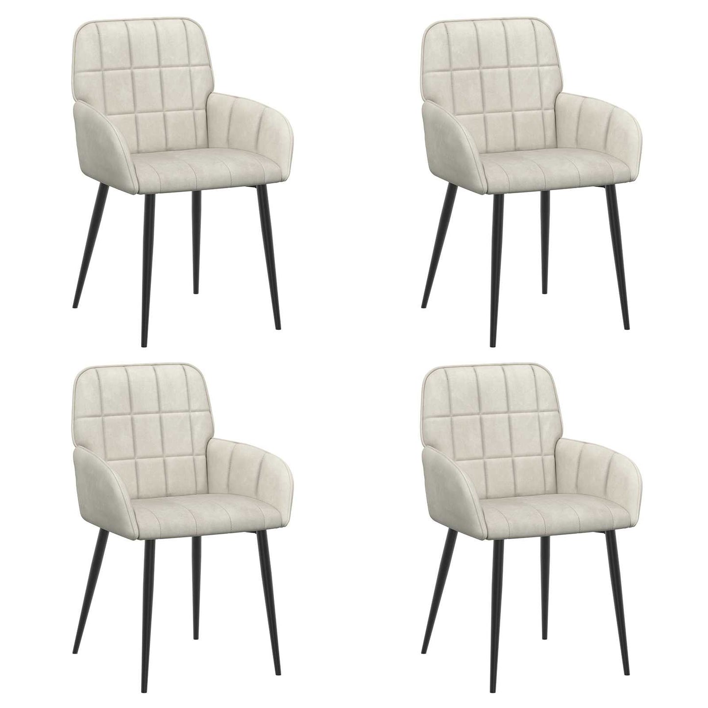 vidaXL Καρέκλες φαγητού 4 pcs Βελούδο Κρεμ 57 x 50 x 85 εκ.