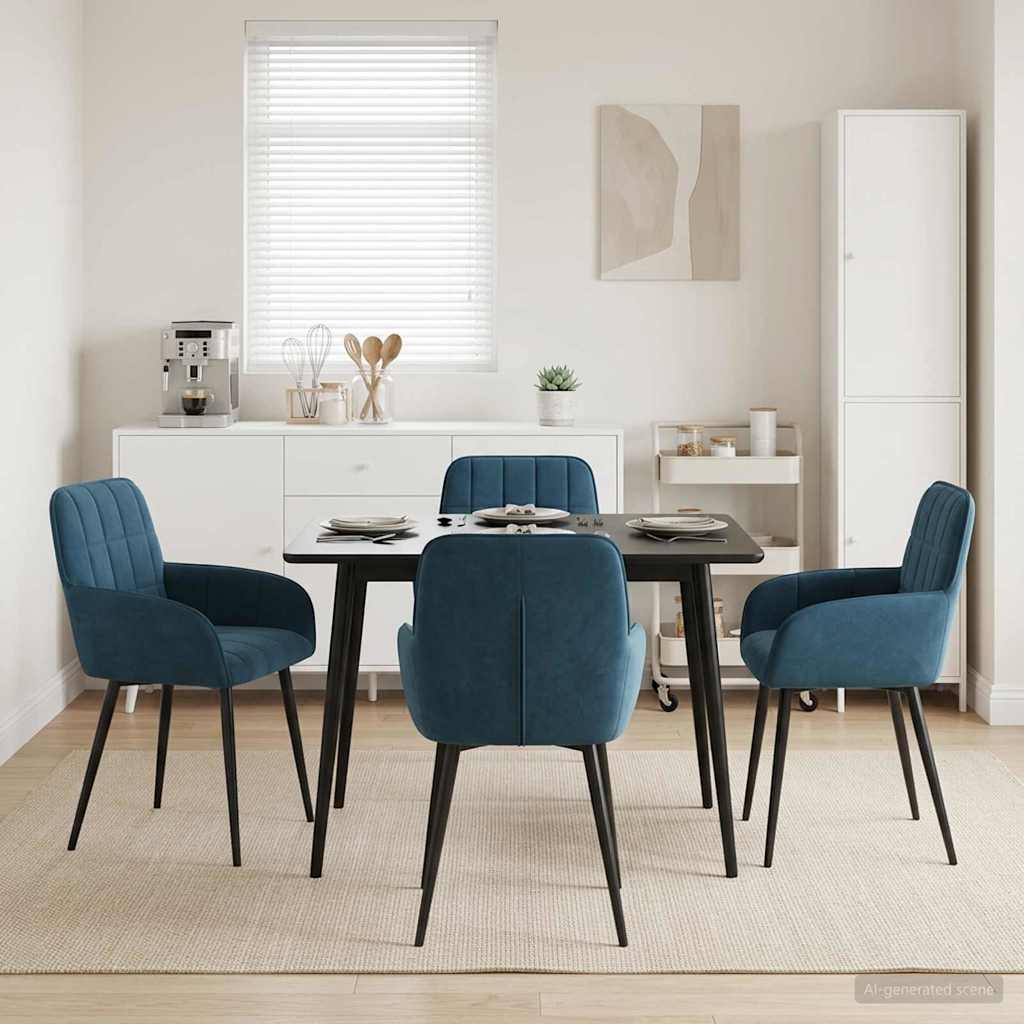 vidaXL Καρέκλες φαγητού 4 pcs Βελούδο Μπλε 57 x 50 x 85 εκ.