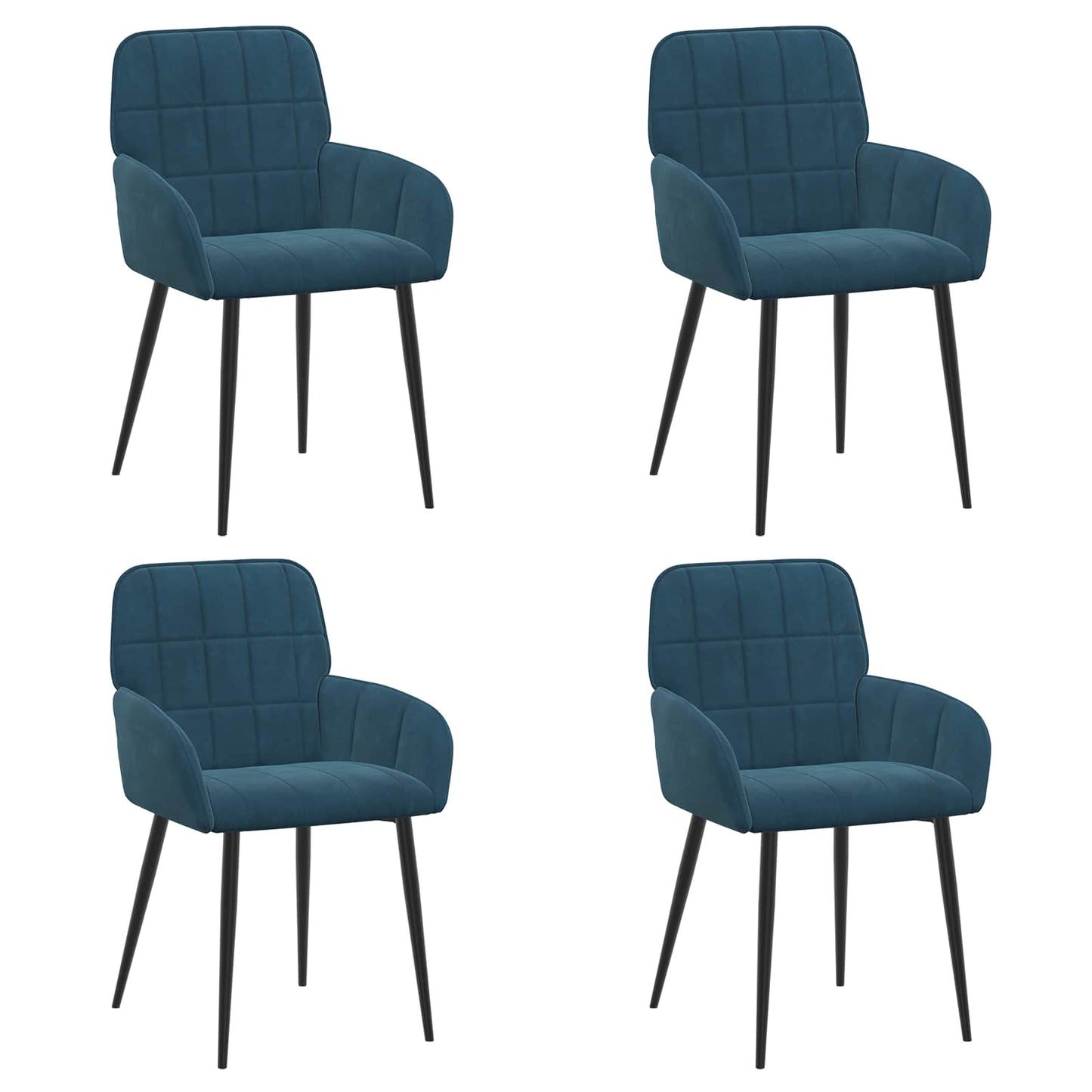vidaXL Καρέκλες φαγητού 4 pcs Βελούδο Μπλε 57 x 50 x 85 εκ.
