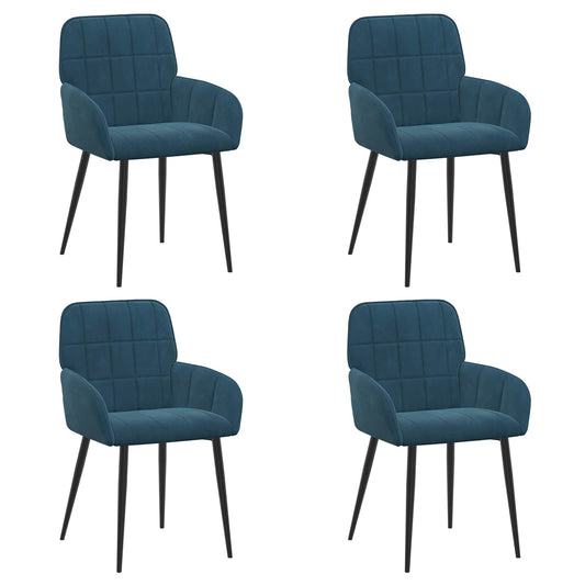vidaXL Καρέκλες φαγητού 4 pcs Βελούδο Μπλε 57 x 50 x 85 εκ.