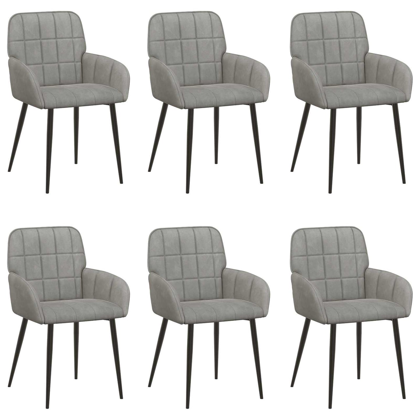 vidaXL Καρέκλες φαγητού 6 pcs Βελούδο Ανοιχτό γκρι 57 x 50 x 85 εκ.