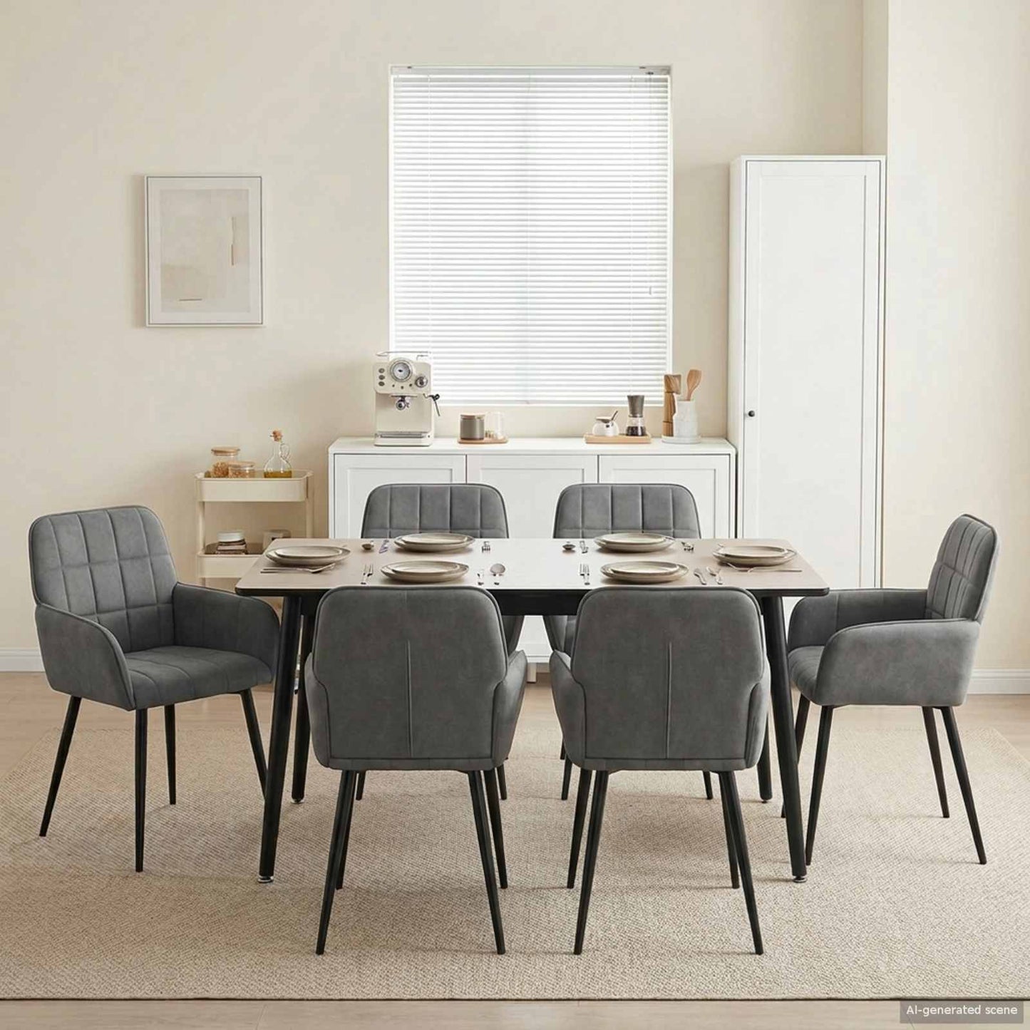 vidaXL Καρέκλες φαγητού 6 pcs Βελούδο Σκούρο Γκρι 57 x 50 x 85 εκ.