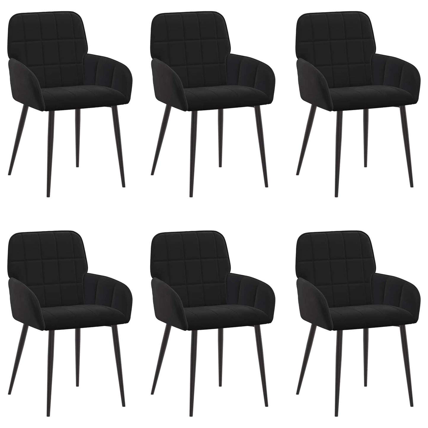 vidaXL Καρέκλες φαγητού 6 pcs Βελούδο Μαύρο 57 x 50 x 85 εκ.