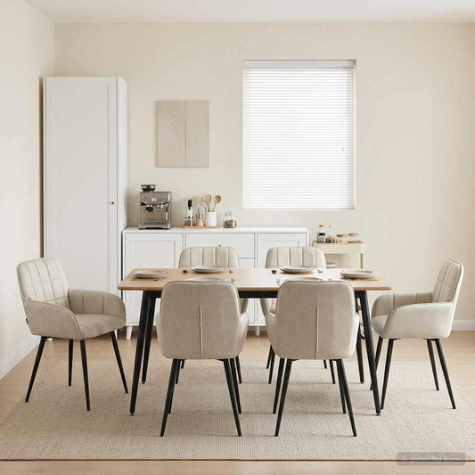vidaXL Καρέκλες φαγητού 6 τμχ. Βελούδο Κρεμ 56,5 x 50 x 85 εκ.