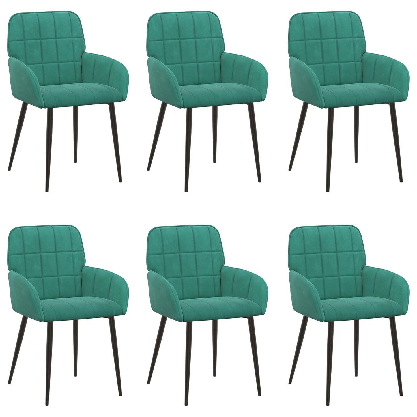 vidaXL Καρέκλες φαγητού 6 pcs Βελούδο Τιρκουάζ 57 x 50 x 85 εκ.