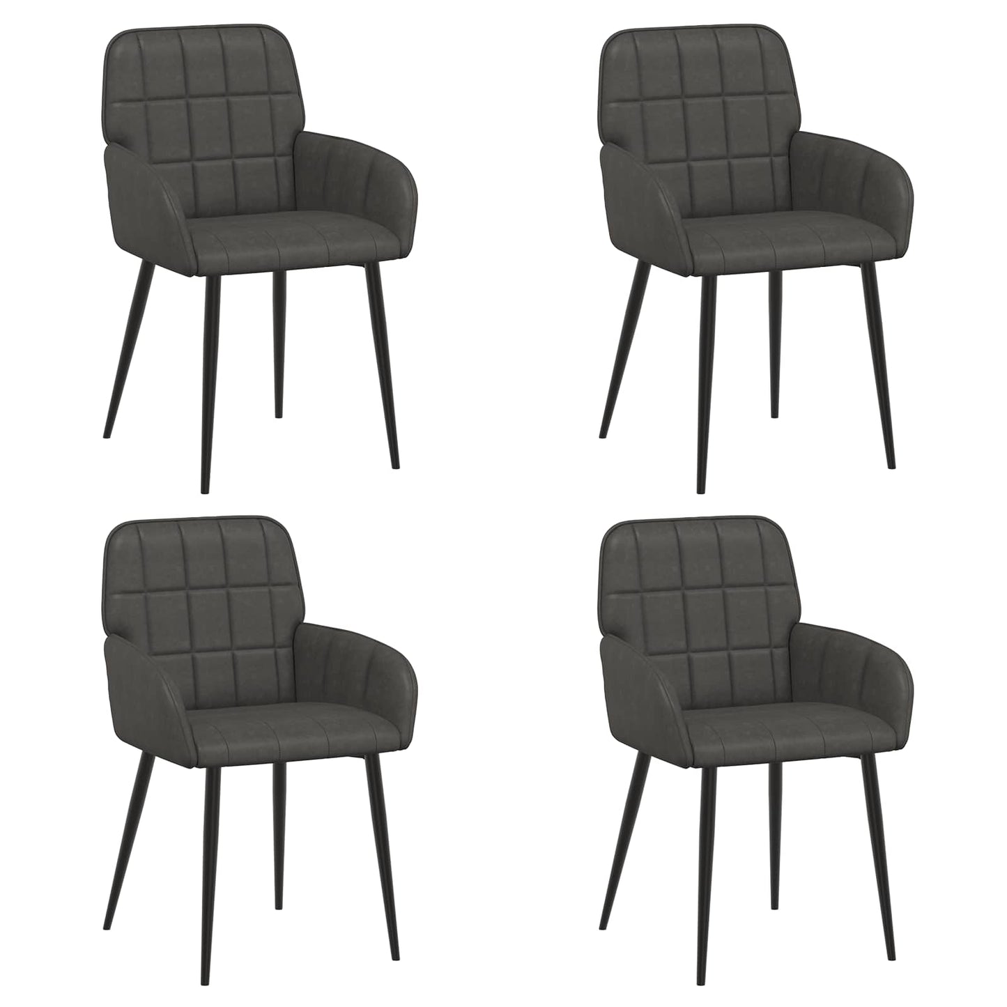 vidaXL Καρέκλες φαγητού 4 pcs Τεχνητό Δέρμα Μαύρο 57 x 50 x 85 εκ.