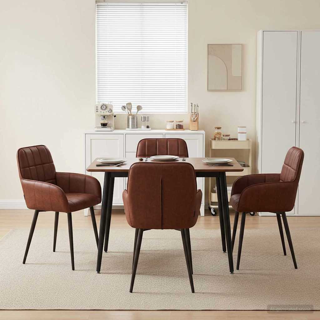 vidaXL Καρέκλες φαγητού 4 pcs Τεχνητό Δέρμα Γυαλιστερό Καφέ
