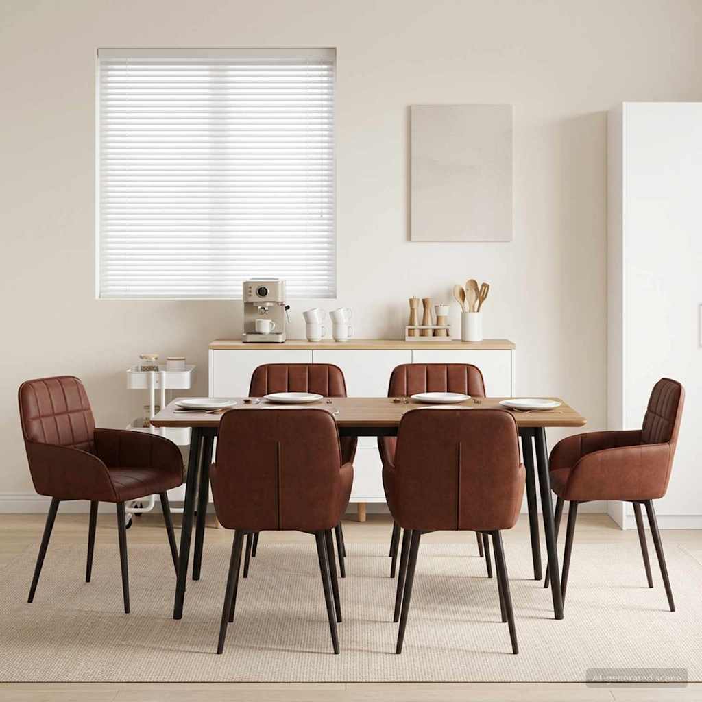 vidaXL Καρέκλες φαγητού 6 pcs Τεχνητό Δέρμα Γυαλιστερό Καφέ
