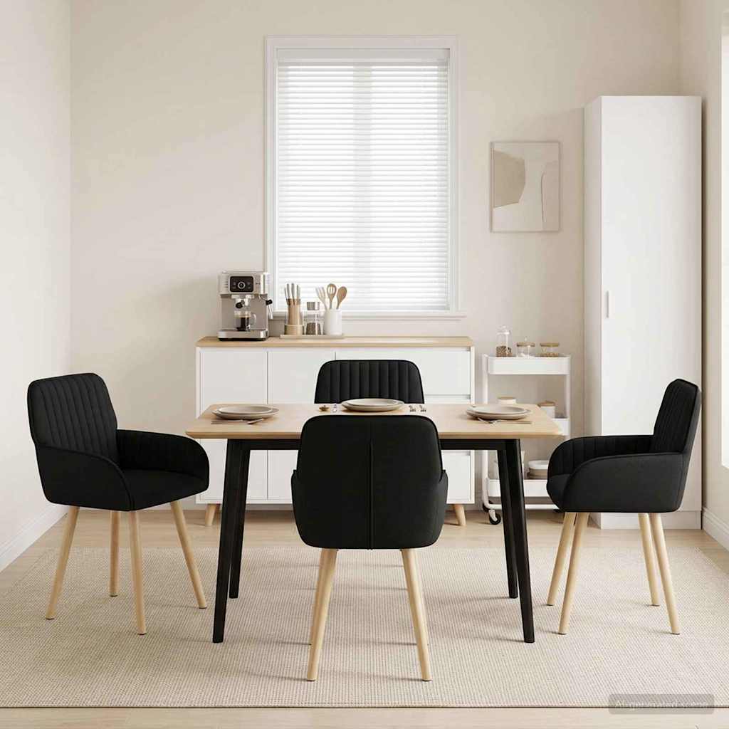 vidaXL Καρέκλες φαγητού 4 pcs Ύφασμα Μαύρο 56,5 x 50 x 87,5 εκ.