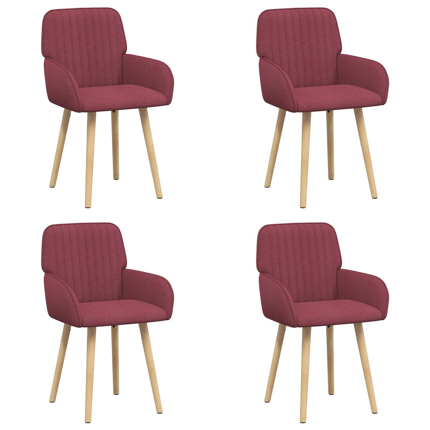 vidaXL Καρέκλες φαγητού 4 pcs Ύφασμα Κόκκινο 56,5 x 50 x 87,5 εκ.