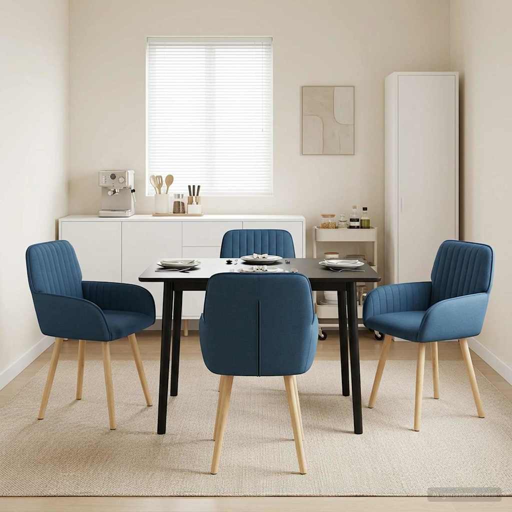 vidaXL Καρέκλες φαγητού 4 pcs Ύφασμα Μπλε 56,5 x 50 x 87,5 εκ.