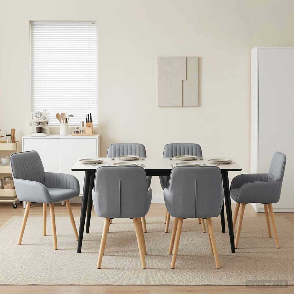 vidaXL Καρέκλες φαγητού 6 pcs Ύφασμα Ανοιχτό γκρι 56,5 x 50 x 87,5 εκ.